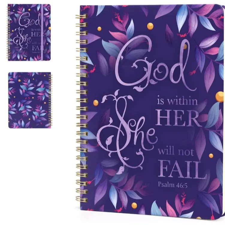 Spiral Notebook Lined 100 GSM thick 140 Pages, Bible Verse Notebook for Bible study A5 size with Back Pocket