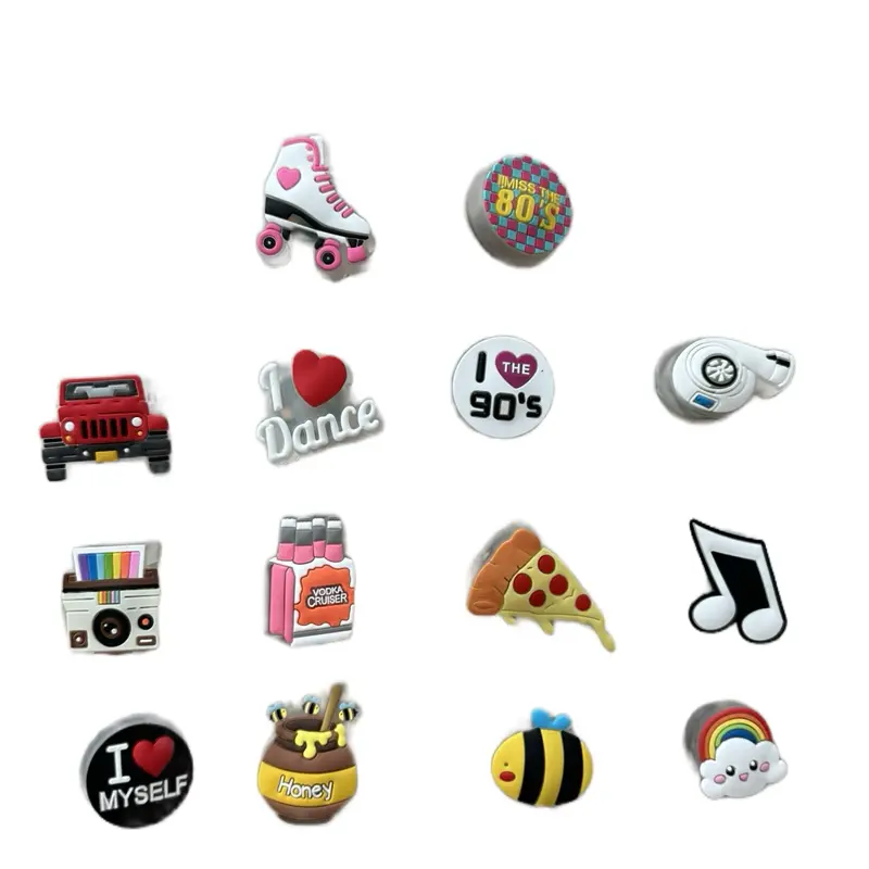 Light Up LED Shoe Charms Fun 80s and 90s Inspired Designs for Women's Shoes Waterproof Footwear Walking Versatile Designs for Crocs Shoes and Bogg Bags Accessories Halloween Thanksgiving Christmas