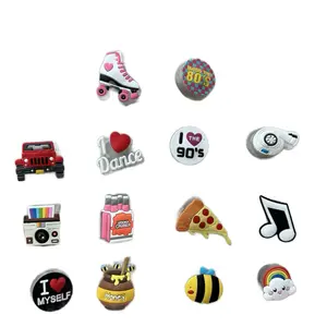 Light Up LED Shoe Charms Fun 80s and 90s Inspired Designs for Women's Shoes Waterproof Footwear Walking Versatile Designs for Crocs Shoes and Bogg Bags Accessories Halloween Thanksgiving Christmas