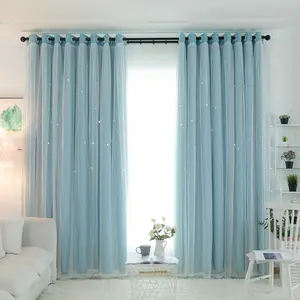 1 Count French Romantic Blackout with Star Pattern, Dustproof Insulated Drapes for Kids Room Bedroom Living Room, Casual Style, Home Decoration Curtain