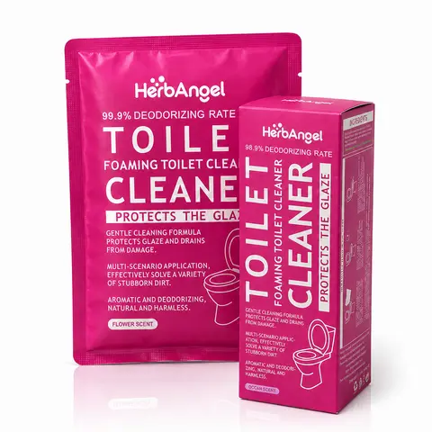 HERB ANGEL Monthly Toilet Cleaning Powder Set, 200g Box & 240g Bag, Household Items Home Supplies, Foaming Action Deep Cleaner, Odor Removal, 24 Months Freshness, for Home & RV Bathrooms, Deep Cleaning