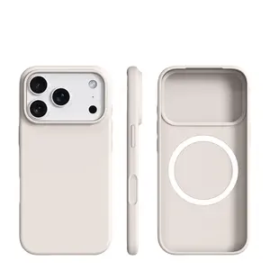 1 piece BASE MORE COVER luxury ultra-thin magnetic liquid silicone iPhone case for Apple mobile phones. Soft touch feel, soft edge wrapping, matte soft shell case. Skin-friendly texture. Naked phone case. Suitable for Apple iPhone 17 Pro Max/16/15/14/13 P