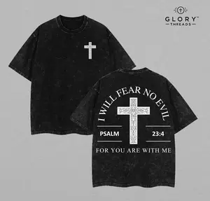 I Will Fear No Evil Unisex Washed T-shirt Vintage Tee Jesus Shirt Jesus Tee Christian Merch Christian Apparel God Apparel