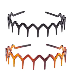 2 count Zigzag Headband Headband with   for Women Girls Plastic Wavy Hair Comb Zig Zag Black  Comb for Women Men Girl Accessories