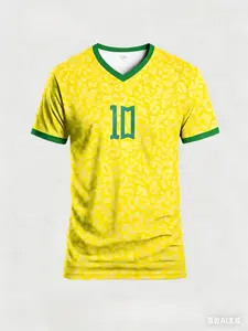 Brazilian-Style Men's & Youth Soccer Jersey (No. 10) — Crew Neck Sports Top — Suitable for Various Ball Sports & Casual Wear