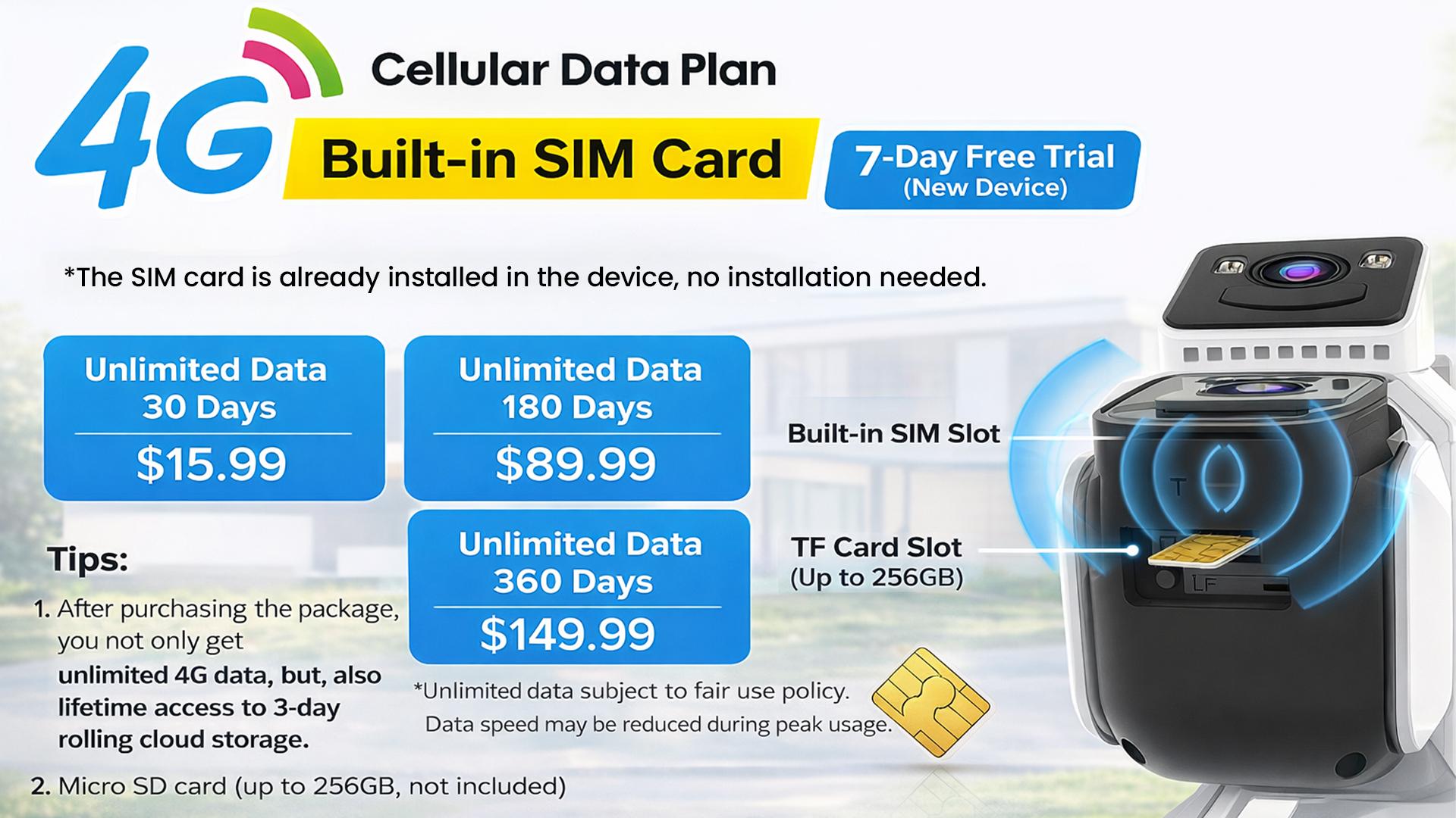 Hawkray 4G LTE Cellular Security Camera (No WiFi, Built-in SIM Card) Solar-Powered Dual-Camera Monitoring System Outdoor Wireless Security Camera Color Night Vision Edition 360° Real-Time Viewing & Detection Two-Way Audio Auto-Connect Pan-Tilt Control