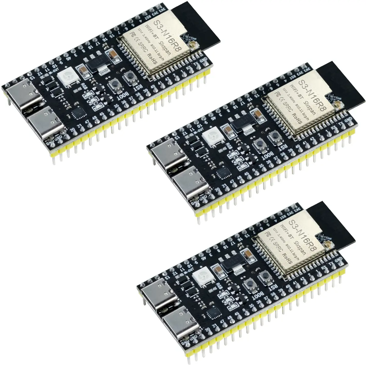 3-pack ESP32-S3 development board with N16R8 MCU, dual-mode Wi-Fi and Bluetooth Type-C, compatible with Arduino IoT ESP32-S3-WROOM-1