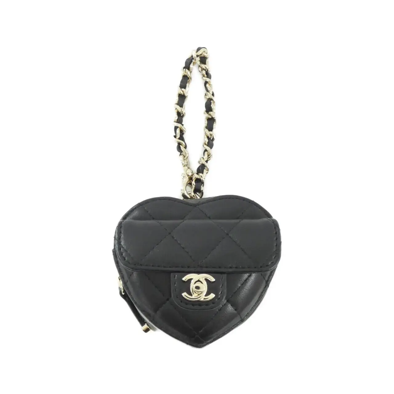 Pre-owned CHANEL Lambskin Small Leather Goods Bag Charm Key Holder