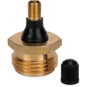 RV Brass Blow Out Plug - Essential RV Winterizing Tool with Schrader Valve - Heavy Duty Brass Construction for Easy Water Line Clearing & Antifreeze Efficiency - 36153