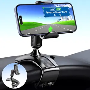 Phone Mount, Cell Phone Holder for  360  Rotation Dashboard  Clip Mount Stand Suitable for 4.7 to 6.5 inch Smartphones (Black)