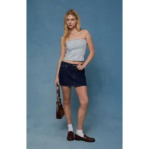 Pacsun Women's Bella Dark Blue Mid Rise Jean Mini Skirt - Multicolor