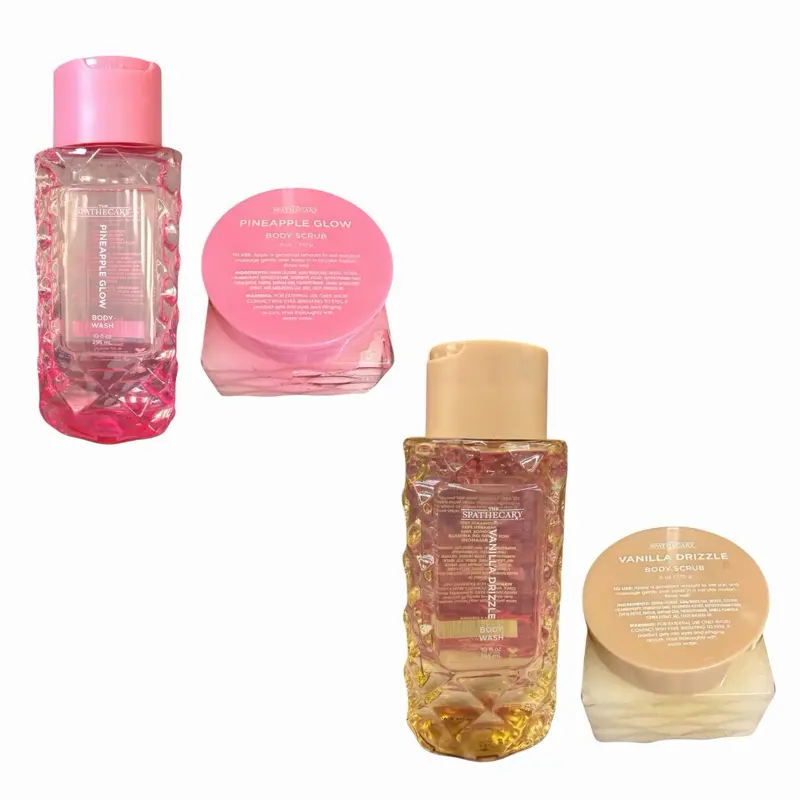 Moisturizing Hydrating Scented Body Wash spathecary Cleanser + Scrub - Pineapple Glow or Vanilla Drizzle, 10 Fl oz+ 6oz