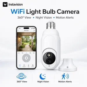 Instavision 3MP WiFi Light Bulb Security Camera, 355° Pan 90° Tilt Indoor Home Camera with Color Night Vision, AI Human Detection, Motion Alerts, Two-Way Audio, 2.4GHz WiFi, E27 Socket, microSD & Optional Cloud Storage