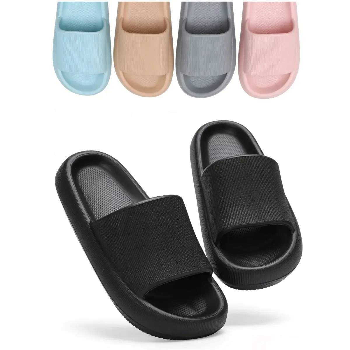 Pillow Slippers for Women and Men Non Slip Quick Drying Shower Slides Bathroom Sandals | Ultra Cushion | Thick Sole