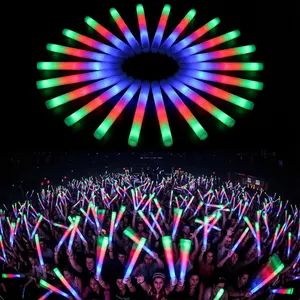 100 Pack Foam Glow Sticks Bulk, LED Foam Sticks with 3 Flashing Modes, 18.9" Light Up Glow in the Dark Party Supplies for Wedding Reception Birthday Concert Rave Neon Party Favors