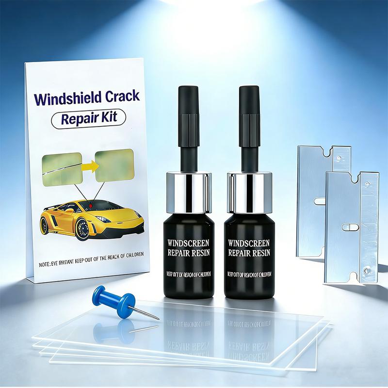 Windshield Repair Kit, Windshield Chip Repair Kit, Upgrade Car Windshield Crack Repair Kit, Glass Repair Liquid for Cracks and Chips, Cracks Gone Glass Repair Kit All Crack Types (Transparent bags)