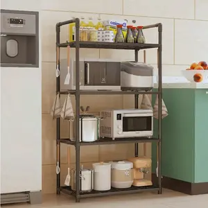 Multi-layer kitchen storage rack, floor-standing organizer for home use, bathroom shelf, no-drill microwave rack,  kitchen storage & organization, microwave stand, microwave rack with storage, kitchen shelf, kitchen storage and organization