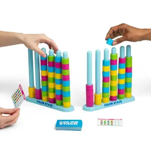 Color Stack Challenge – Easter Basket Stuffers for Kids, A Fast-Paced Color Matching Puzzle Game for Fun Easter Family Game Night, Includes 2 Stack Racks, 50 Challenge Cards, & 80 Rings
