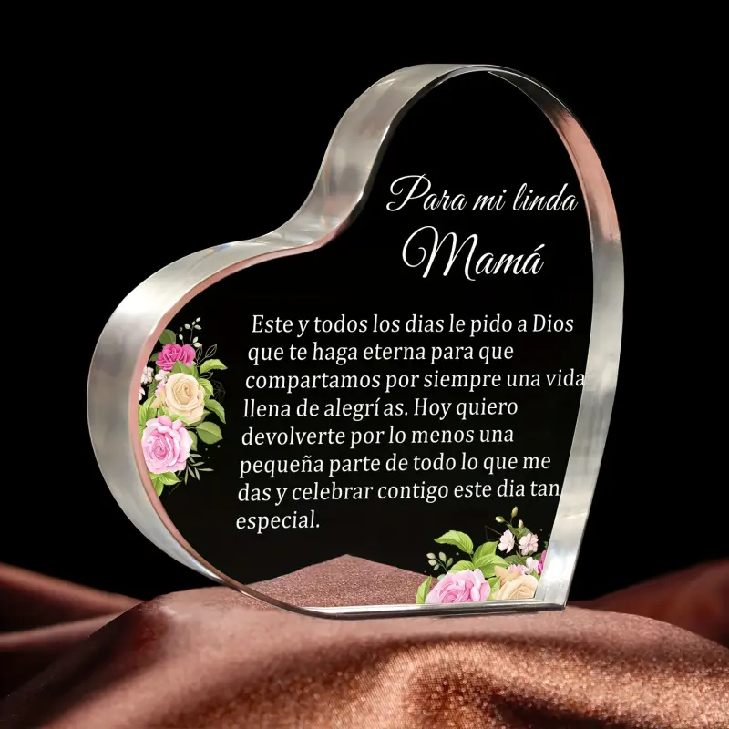 1 Piece Acrylic Gift, Spanish Gift for Mom, Birthday Gift for Mom, Mother's Day Gift, Spanish Gift Acrylic Plaque, Heart Plaque, Acrylic Signage Plaque, Office Desk Decoration Souvenir, Acrylic Desktop Decoration, Acrylic Desktop Sign