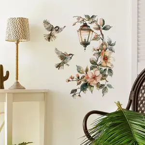 3D Wall Stickers for Living Room and Entryway, Decorative Sticker, Colorful Floral and Bird Patterns for Home Decor, Self-Adhesive Healing Bedroom Accent