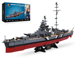 Bismarck Battleship 1:300 Scale | 2573+PCS WWII Warship Model Kit | Military Ship Building Blocks for Display & Office Desk Decoration