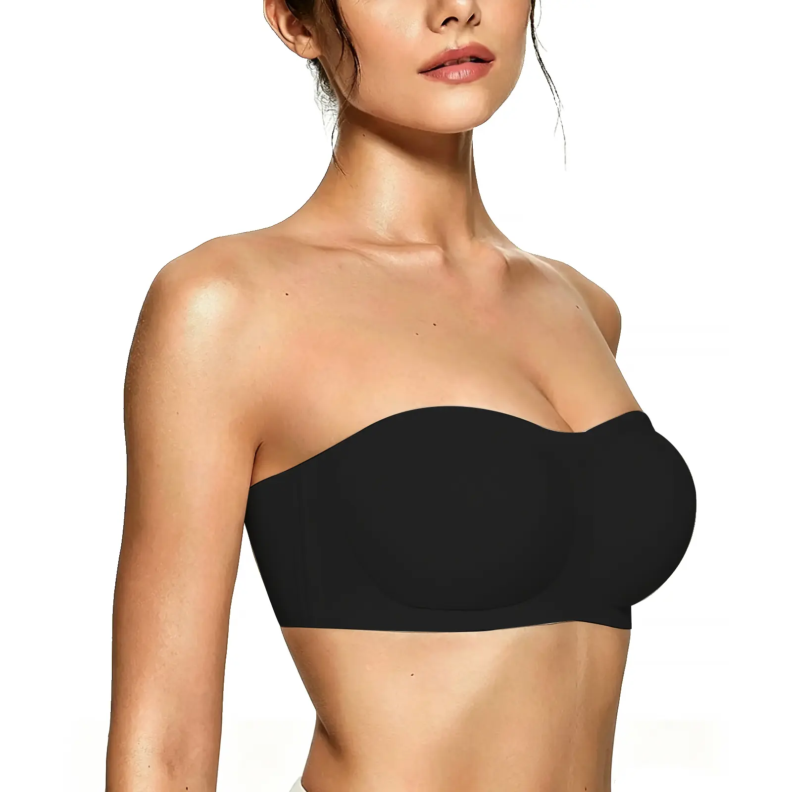 SOFT INTENTION Strapless Bras Push Up Bandeau Bra Non Slip Wireless Jelly Bra with Removable Straps