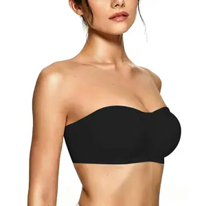 SOFT INTENTION Strapless Bras Push Up Bandeau Bra Non Slip Wireless Jelly Bra with Removable Straps