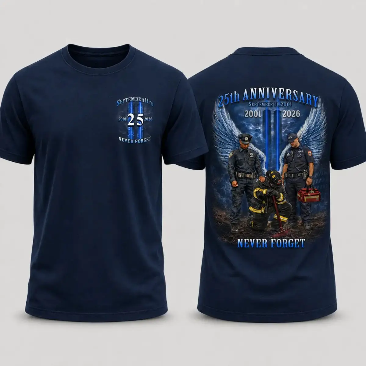 Men’S September 11 25th Anniversary Graphic T Shirt Sweatshirt Hoodie, Never Forget 9/11 First Responder Memorial Tee, 2001–2026, Unisex Sweater Pullover Tee