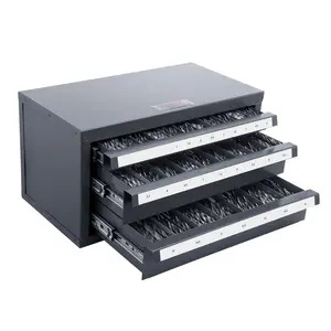fathersdaygift VEVOR Drill Bit Dispenser Cabinet, Three-Drawer Drill Bit Organizer Cabinet for 1mm to 13mm, Steel Drill Dispenser Organizer Cabinet with Labels, Stackable Drill Dispenser for Drill Bit Storage