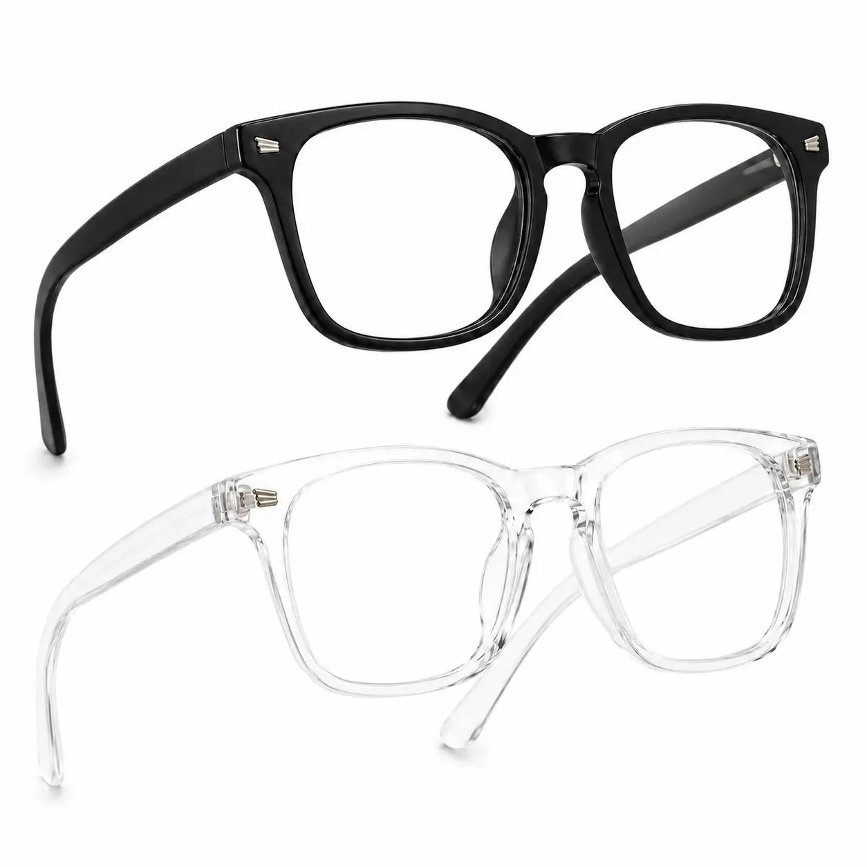 2-Pack Blue Light Blocking Reading Glasses for Men & Women, HD Clear Lens Square Frame Readers, Lightweight Full-Rim Eyeglasses for Reading, Computer & Daily Use