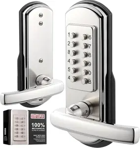 Door Lock, Door Lock Mechanical Lock with, Combination Code Locks with Handle, Handed Door Lever, Stainless 304 - NOT a Deadbolt