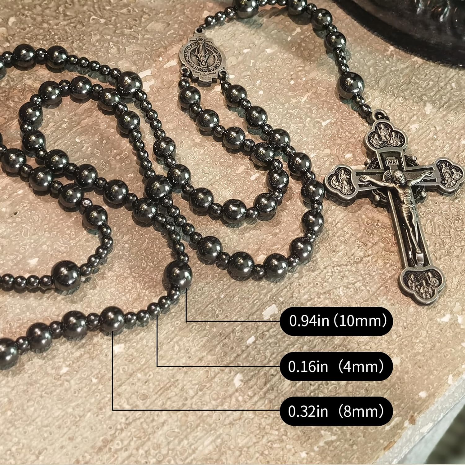 Large Heavy Rosary,Hematite rosary beads catholic for men and women,Rosary Necklace for men with Virgin Mary medal & cross,Handmade of rosarios catolicos Cross Necklace Catholic Gifts Large Heavy Rosary,Hematite rosary beads catholic for men and women,Rosary Necklace for men with Virgin Mary medal & cross,Handmade of rosarios catolicos Cross Necklace Catholic Gifts