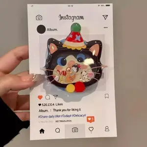 Cute Cat Cartoon Shake For Magsafe Magnetic Phone Griptok Grip Tok Stand For iPhone 17 Wireless Charging Case Holder