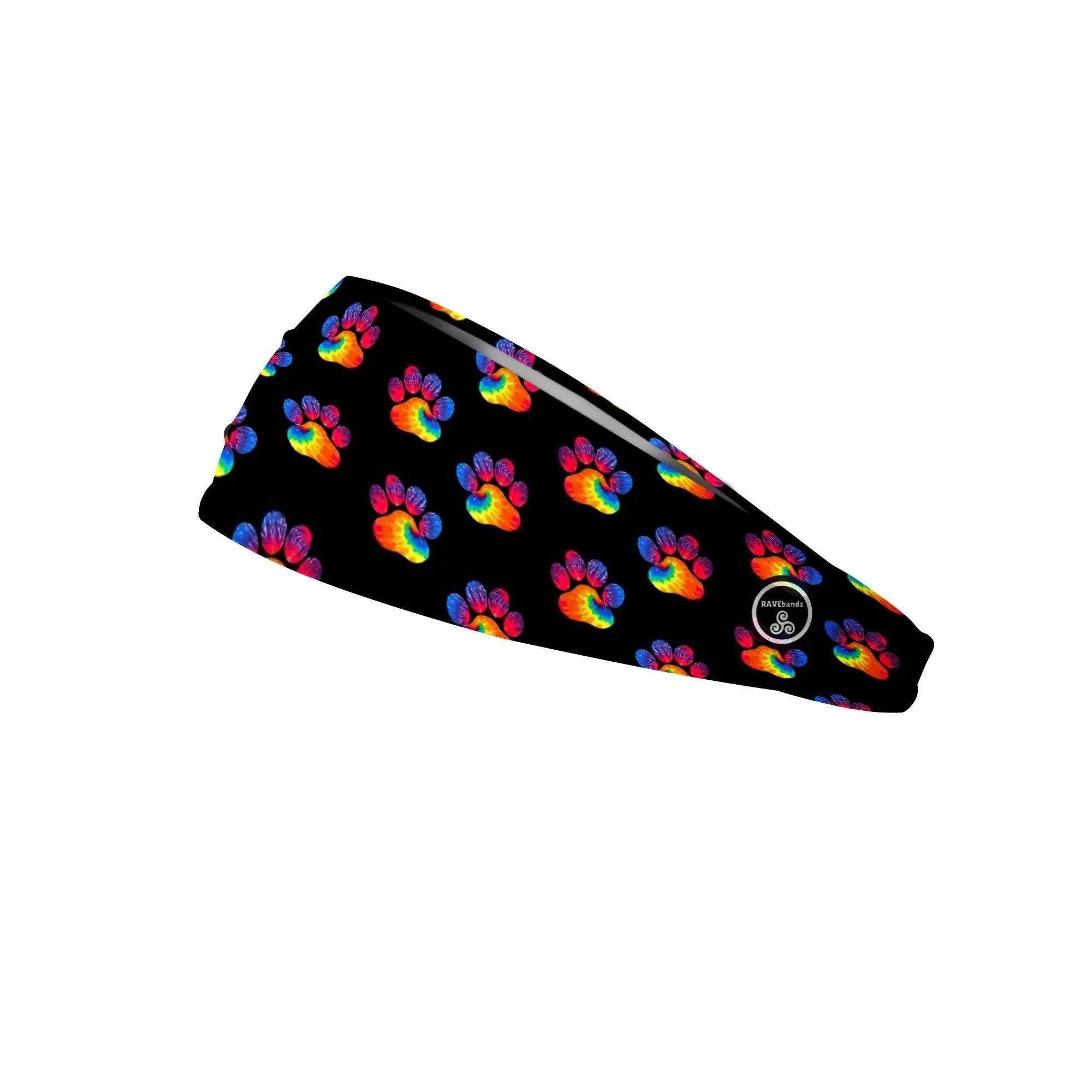 RAVEbandz The Pro - Wide Stretch Headband (Tie Dye Paw Prints)