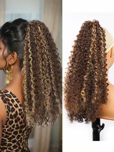 Ponytail Extension 20 Inch Curly Drawstring Ponytail for Women Clip in Fake Ponytail Synthetic Curly Pony Tails Hair Extensions（10H26)