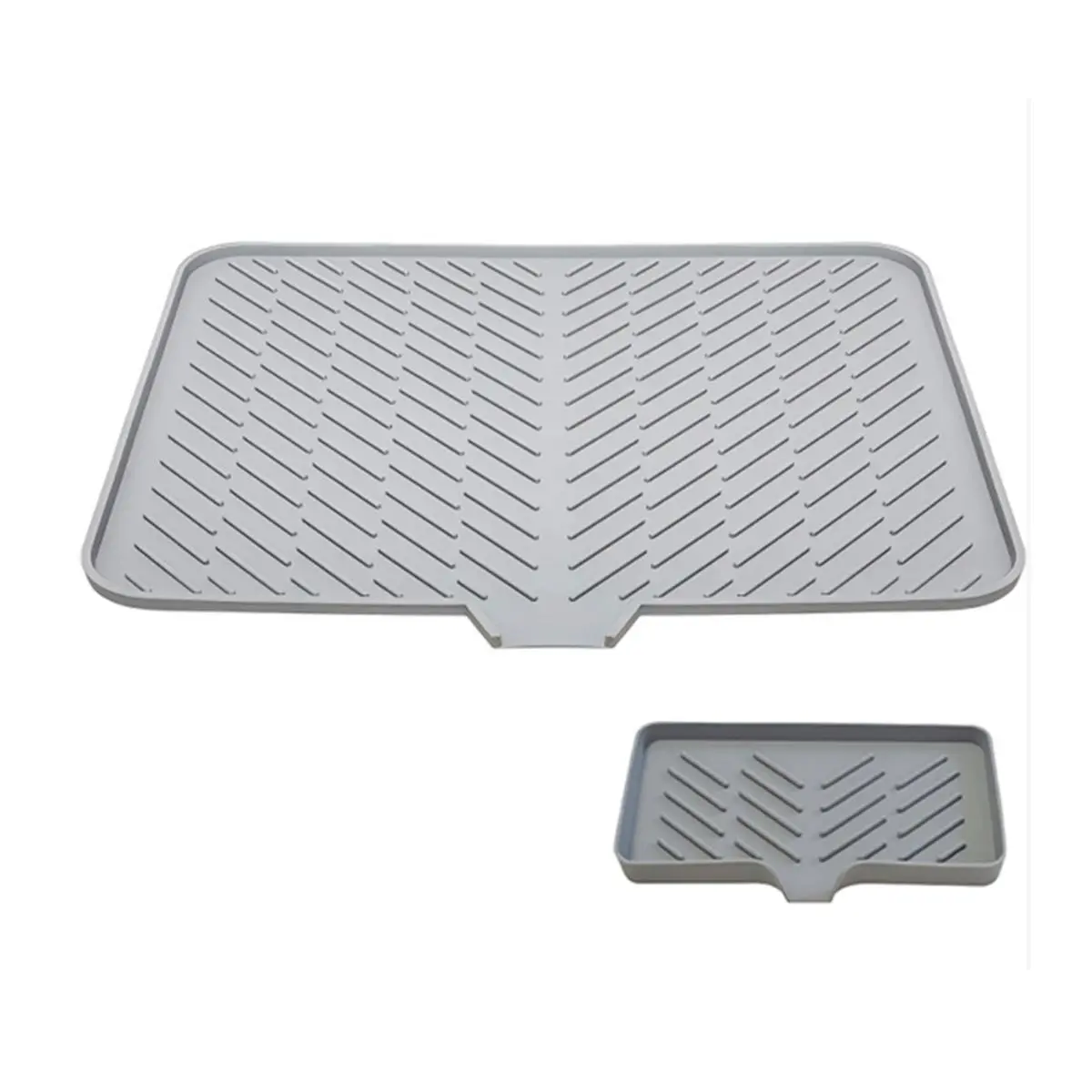 Silicone Dish Drying Mat for Kitchen Counter, Dish Drying Pad, Non-Slip Drain Pad with Built-in Drain, Heat Resistant Stone Drying Mat(23" x 17")