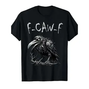 F-Caw-F Black Crow Graphic T-Shirt - Bold Print Crew Neck Tee with Raven Design, Casual & Comfortable for Travel, Fashion Enthusiasts, Ideal for Summer, Spring, Fall - Regular Fit Short Sleeve, All-Season Wear, Casual Wear | Trendy Graphic Tee