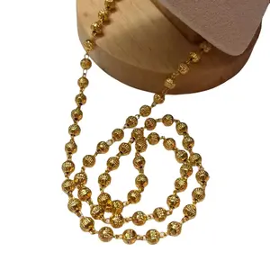 Gold Plated Gold Beaded Matar Mala Chain - 24 in, Traditional Design, for Special Occasions, Gold Beaded Necklace