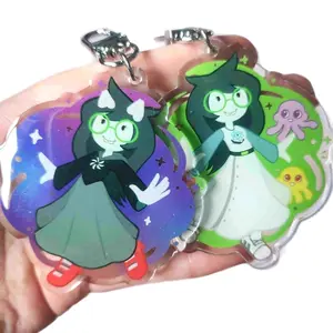 Jade Harley Keychain - Double Sided Epoxy Silver U-Shaped Clasp