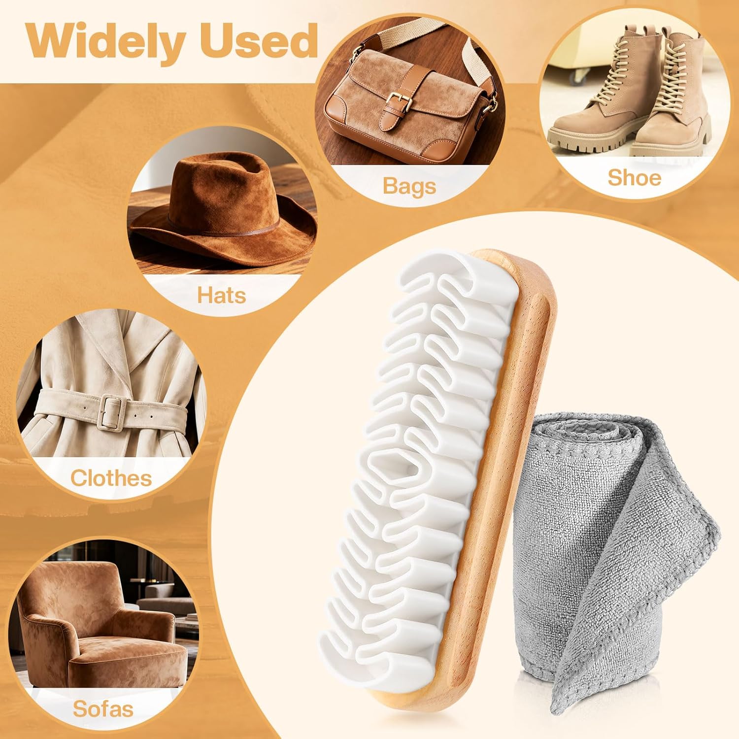 Suede Shoe Cleaning Brush Set 2 PCS – Nubuck Leather Cleaner Brush with Cloth, Crepe Applicator for Shoe Care & Shine