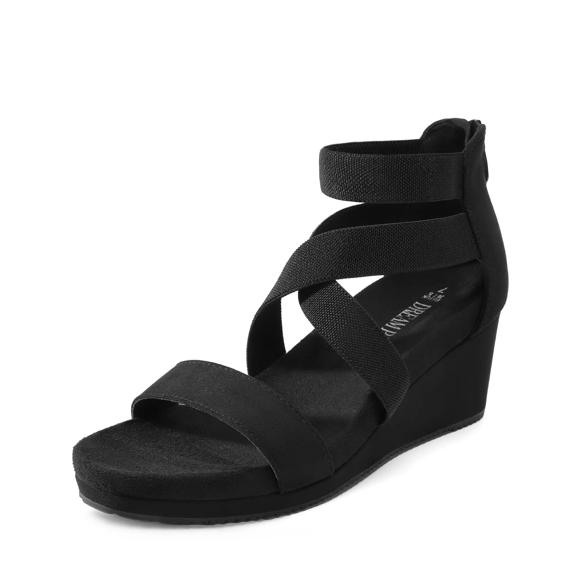 Dream Pairs Women's Elegant Crisscross Platform Wedge Sandals with Comfortable Stretch Bands and Back Zipper Closure, Elegant Heeled Sandals, Shoes