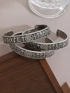 Vintage Viking Rune Triangle Celtic Knot Open Bracelet, Fashionable Unisex Norwegian Style, Perfect Gift for Valentine's Day, Mother's Day, Birthday, Stackable Bracelets, Trendy Stack Bangle