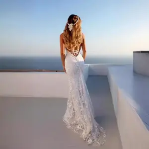 summer V-neck white midi dress lace corset wedding dress Formal Womenswear