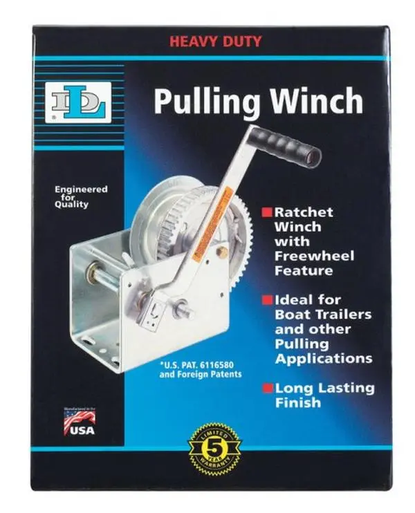 Dutton DL2500A Metal Hand Ratchet Winch - 2500lb Capacity, Hand Brake, 2-Speed Operation, Reversing Ratchet, Zinc-Plated Tuff Plate