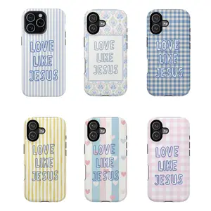 "Love Like Jesus" Christian Collection Phone Case - Blue Stripe & Bible Verse Aesthetic for iPhone |   Cover for IPhone 17 16 15 14 13 12 SE Max Pro
