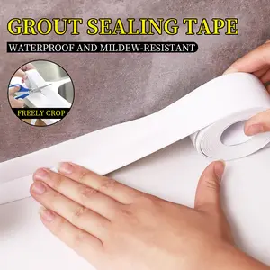 2 in 1,Self-Adhesive Invisible Waterproof Sealant Grout Sealer Strip, Kitchen Sink Stove Toilet Basin Edge Trim, Decorative Sealant Tape for Home Improvement Projects