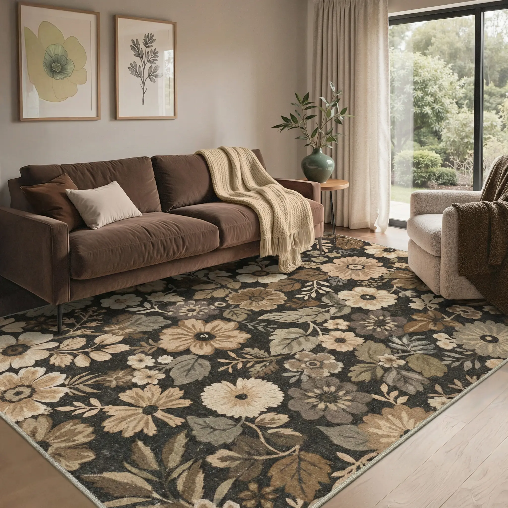 【Deals For You Days】BEIMO Soft Area Rug – Non-Slip, Pet Friendly, Machine Washable Floor Rug, Home Carpet Perfect for Living Room, Bedroom, Kitchen, Hallway Decor ,ARF026-BROWN
