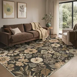 【Summervibes】GENIMO Soft Area Rug – Non-Slip, Pet Friendly, Machine Washable Floor Rug, Home Carpet Perfect for Living Room, Bedroom, Kitchen, Hallway Decor ,ARF026-BROWN
