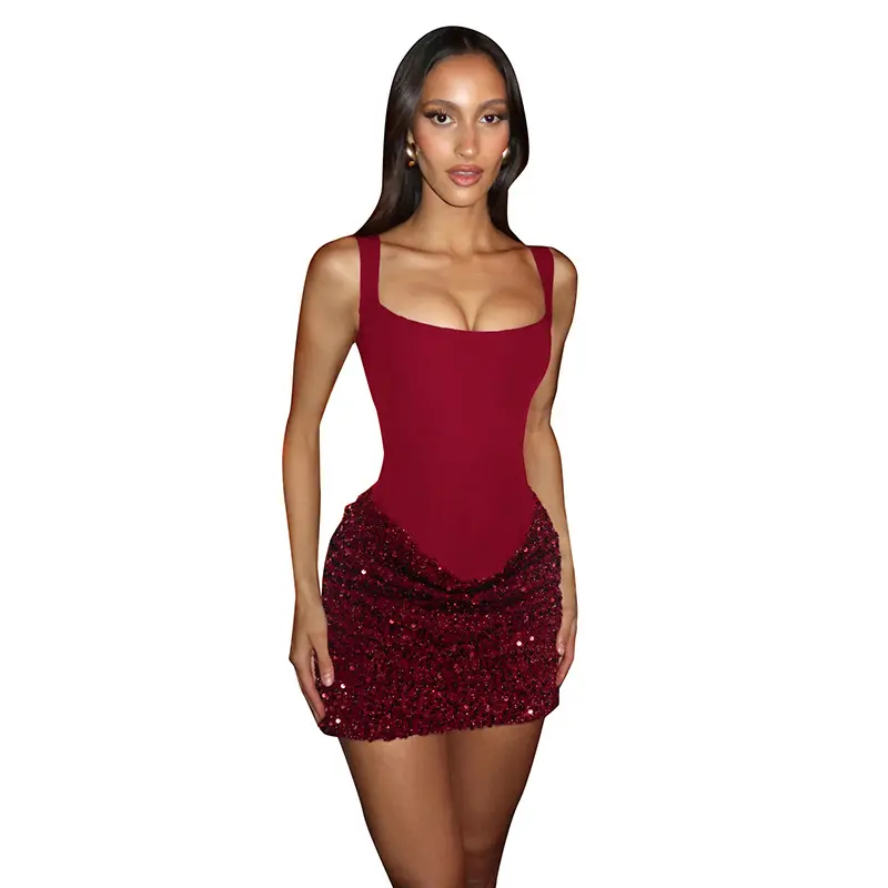 open lace back dress Layla Red Sequin Bow Dress – Ellaé Lisqué
