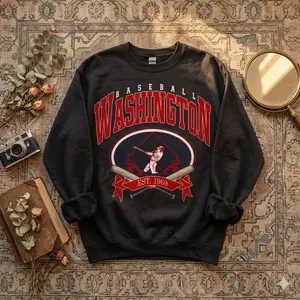 Retro Washington Baseball Sweatshirt, Vintage 70s Mascot Crewneck, Sports Sweater, Baseball Fan Gift, Baseball Lover